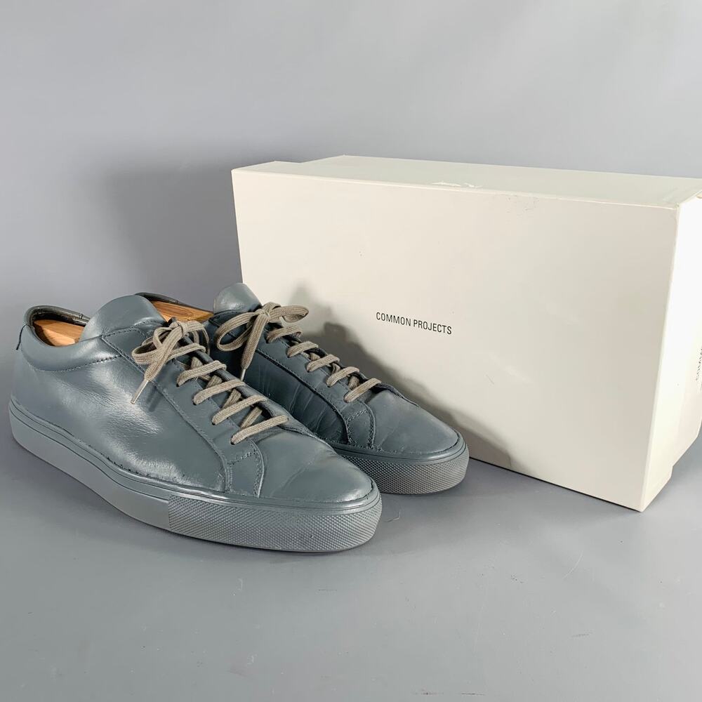 COMMON PROJECTS Size 10 Grey Leather Low Top Sneakers - Picture 8 of 10